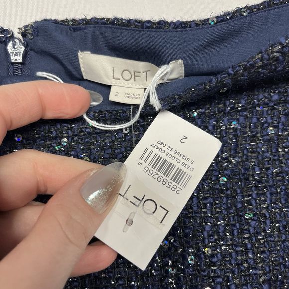 Ann Taylor Loft Mini Skirt Sparkly Rhinestone Tweed - Picture 5 of 9